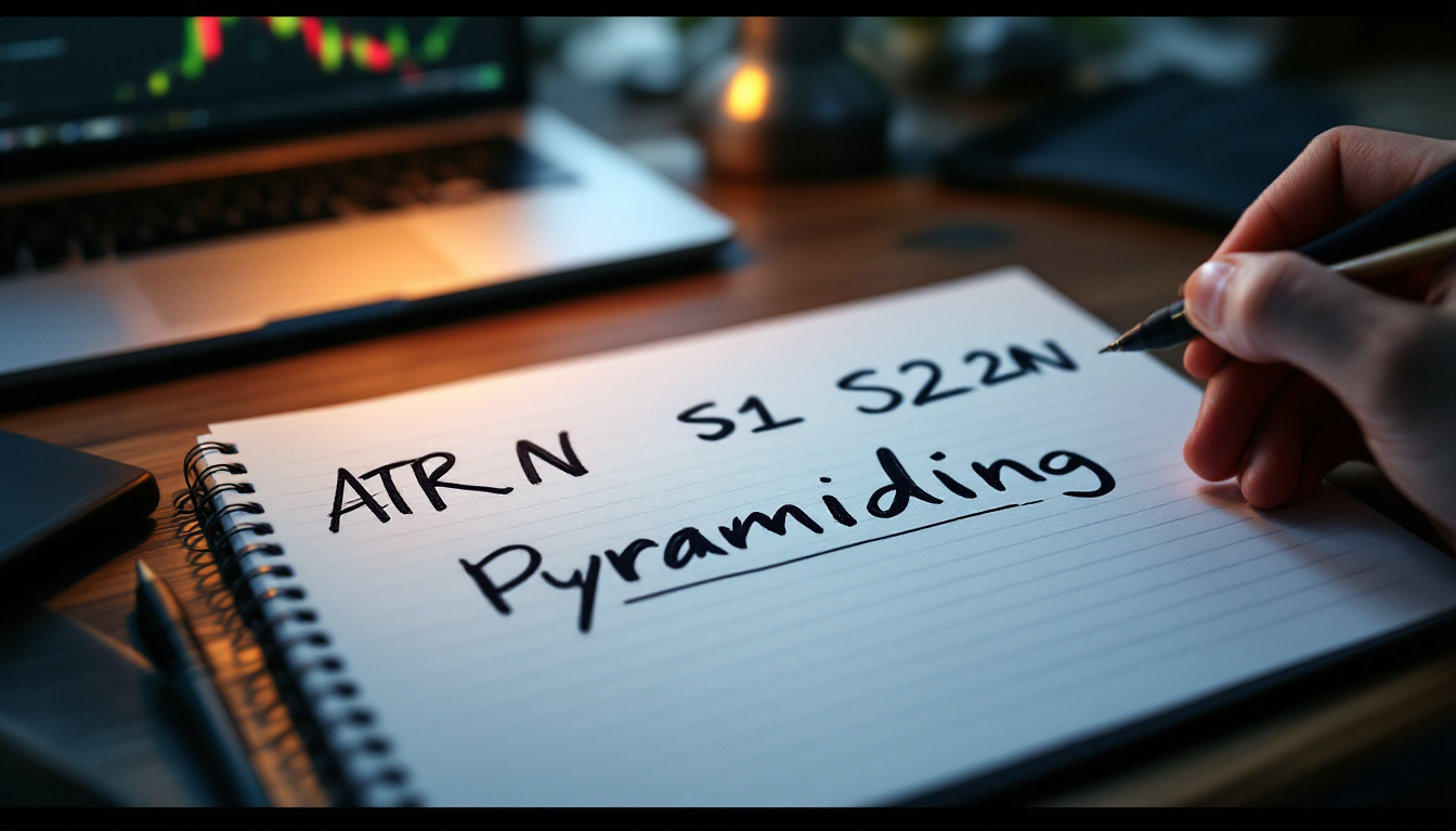 노트에 ATR N S1 S2 2N Pyramiding 용어가 적힌 근접 실사 이미지