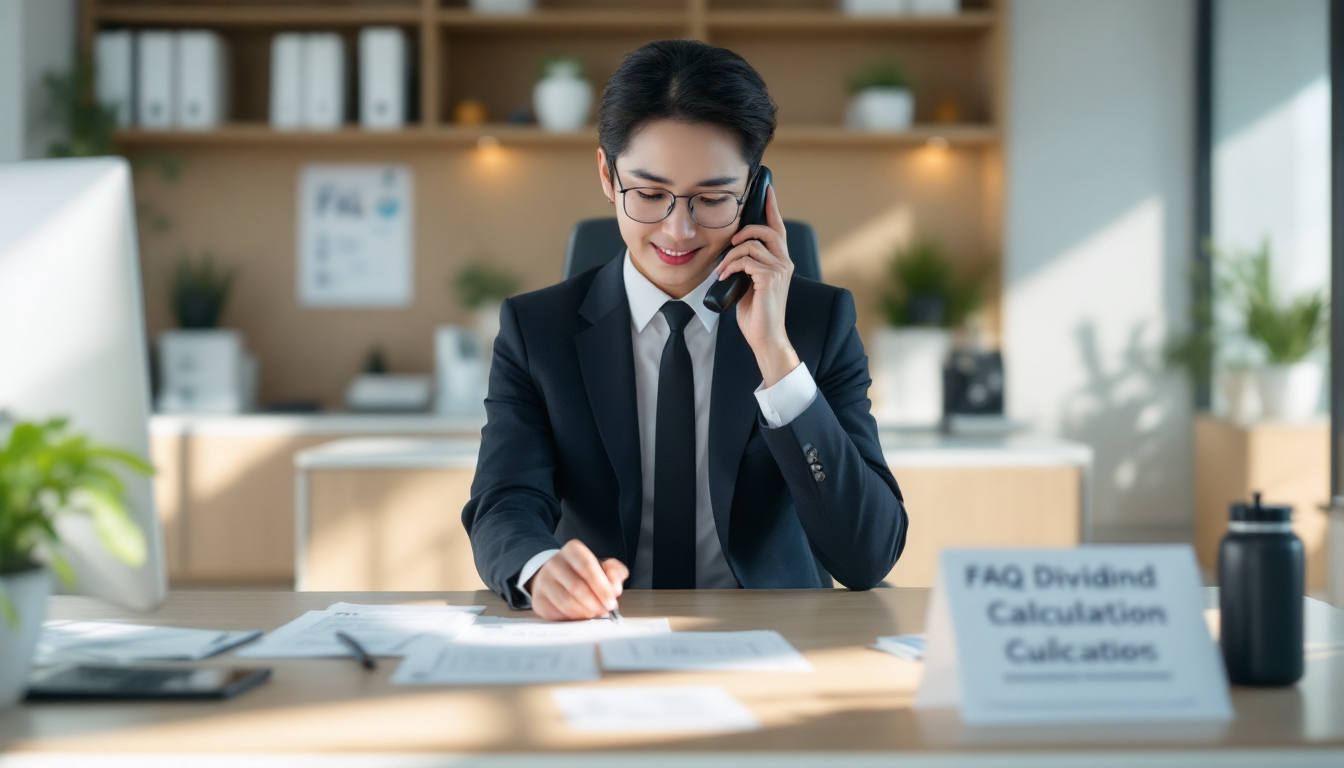 배당금 관련 자주 묻는 질문에 답변하는 고객 상담원