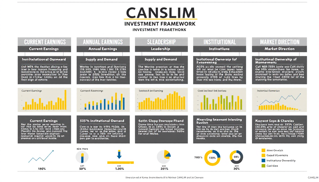 CANSLIM 7가지 요소를 시각화한 상세 인포그래픽