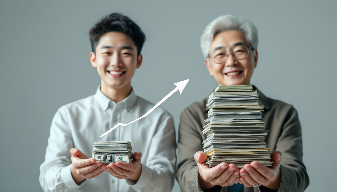 25세와 35세 시작의 복리 효과 차이를 보여주는 시뮬레이션