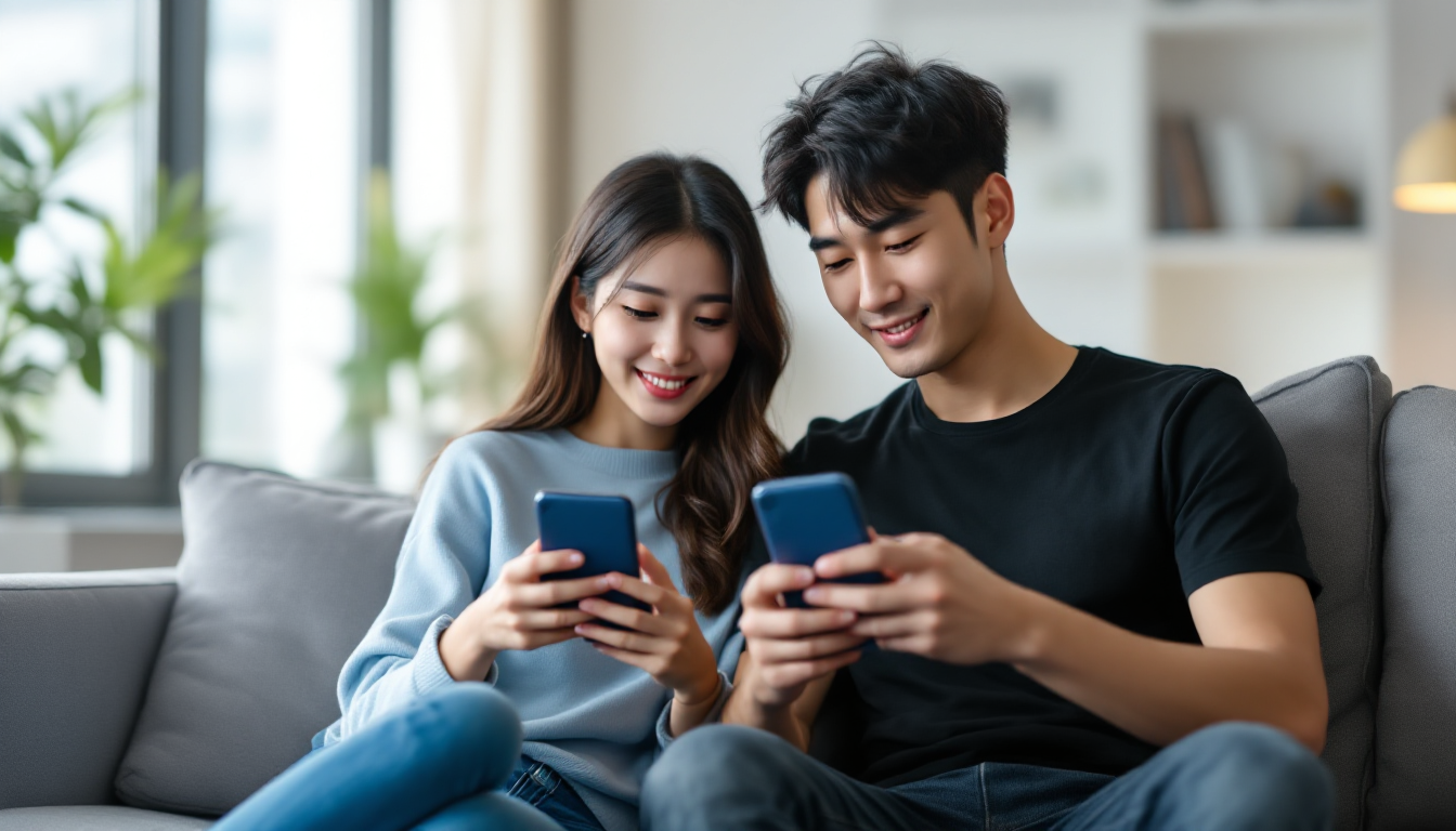 4단계 연금 시작 체크리스트를 스마트폰으로 설정하는 20대 한국인 부부