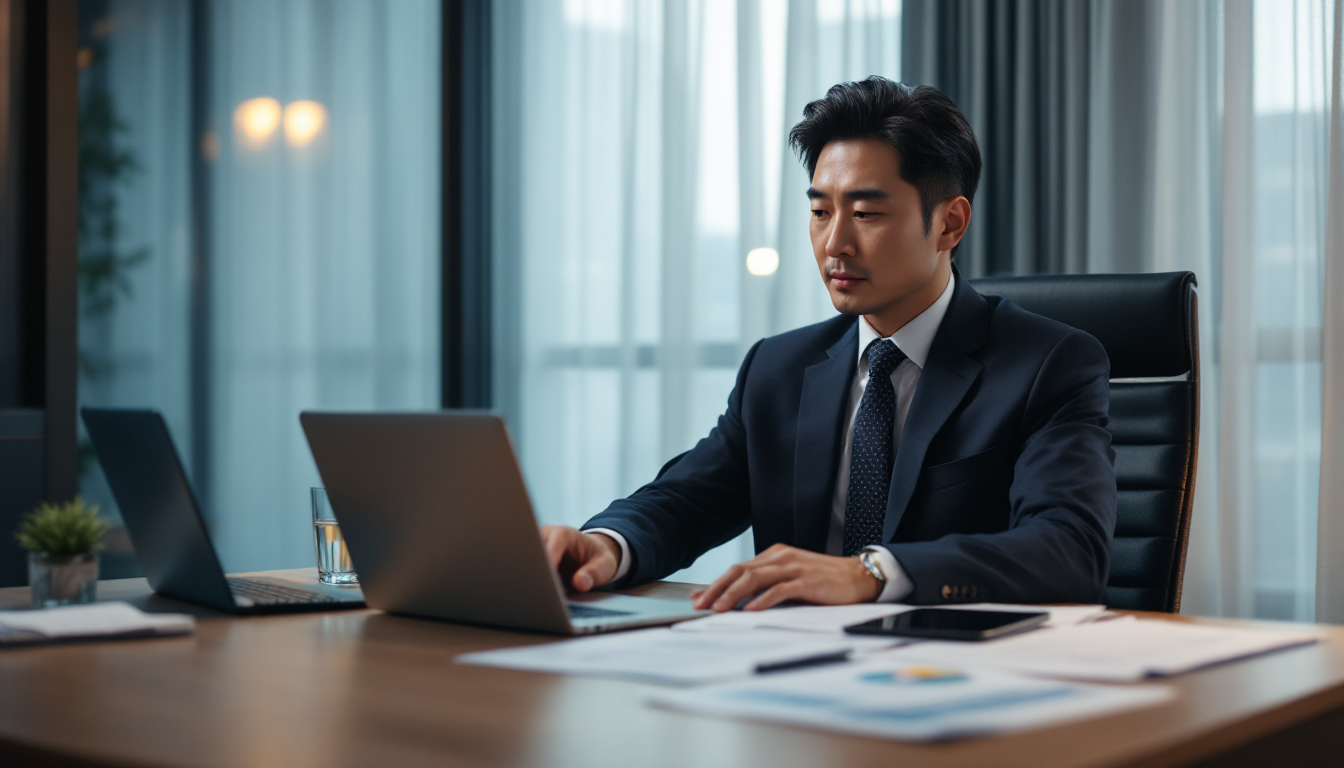 퇴직연금 투자 전략을 점검하는 한국인 직장인의 모습
